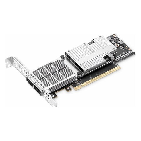 Mellanox MCX755106AS-HEAT, ConnectX-7 HHHL Adapter Card, 200GbE (Default Mode) / NDR200 IB Dual-Port QSFP112 PCIe 5.0 x16 with x16 PCIe Extension Option Crypto Disabled Secure Boot Enabled Tall Bracket - NEW - Original Mellanox retail packaging