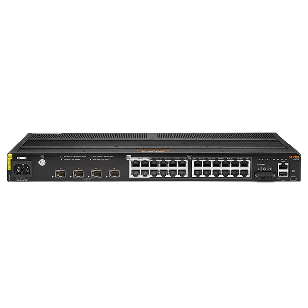 JL818A ARUBA 4100i 24-port 1GbE (20-port Class 4 POE and 4-port Class 6 POE) 4-port SFP+ Switch - RENEW